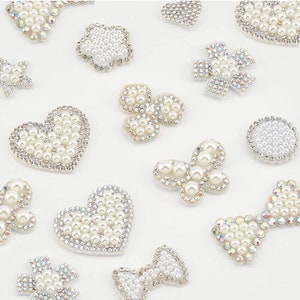 Faux Pearl and Rhinestones Patches - Pearl Patches - Rhinestone Patches - Preppy Patches - DIY Patches