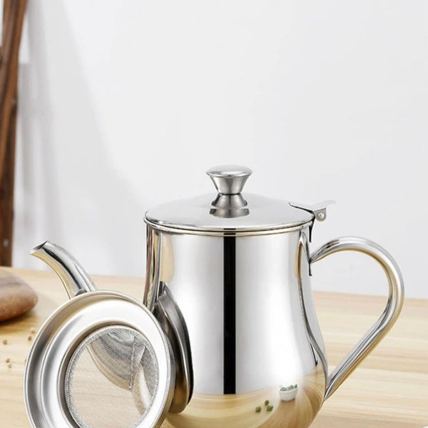 Stainless Steel Oil Holder with Strainer - Oil Holder - Oil & Vinegar Dispenser - Tea Pot - Cookware - Kitchen Gadgets - Dining