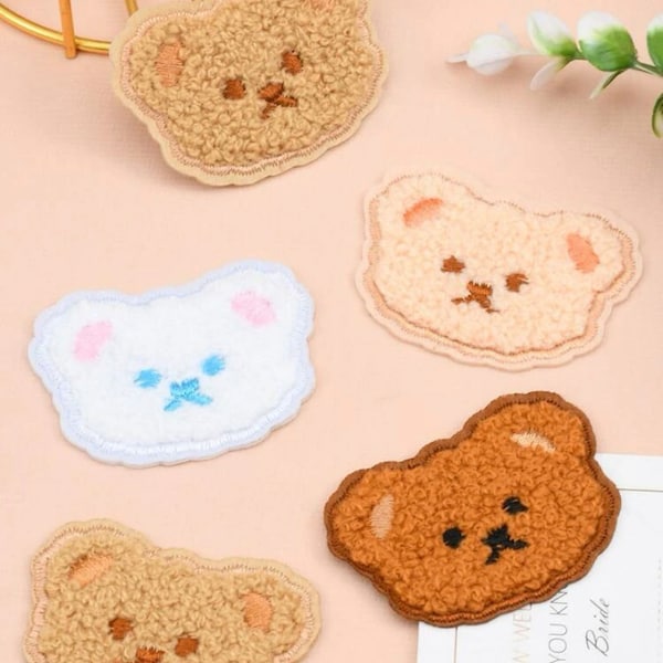 Teddy Bear Patches - Bear Face Patches - Chenille Patches - Varsity Patches - DIY - Preppy Patches - Animal Patches