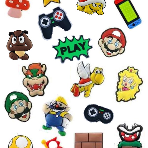 Gamer Shoe Charms - Shoe Accessories - Retro Charms - Cartoon Charms - Video Game Charms - Clog Charms - Mario Charms - Nostalgic Charms