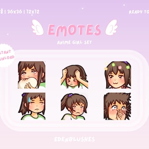 Emotes Anime Girl, Twitch, Discord, Kawaii, Cute, Streamer, Japanese Animation
