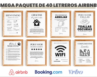 Template: Megapack of 40 Airbnb Signs I Rental House Signs I Simple Editable Canva Signs