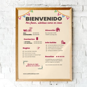 Airbnb Welcome Sign 2, Guest Arrival Sign, Things to Know, House Rules, Wifi Information Sheet, Editable in CANVA