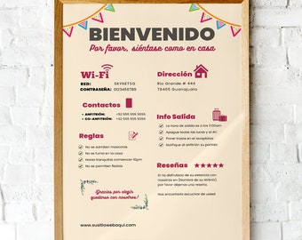 Airbnb Welcome Sign 2, Guest Arrival Sign, Things to Know, House Rules, Wifi Information Sheet, Editable in CANVA