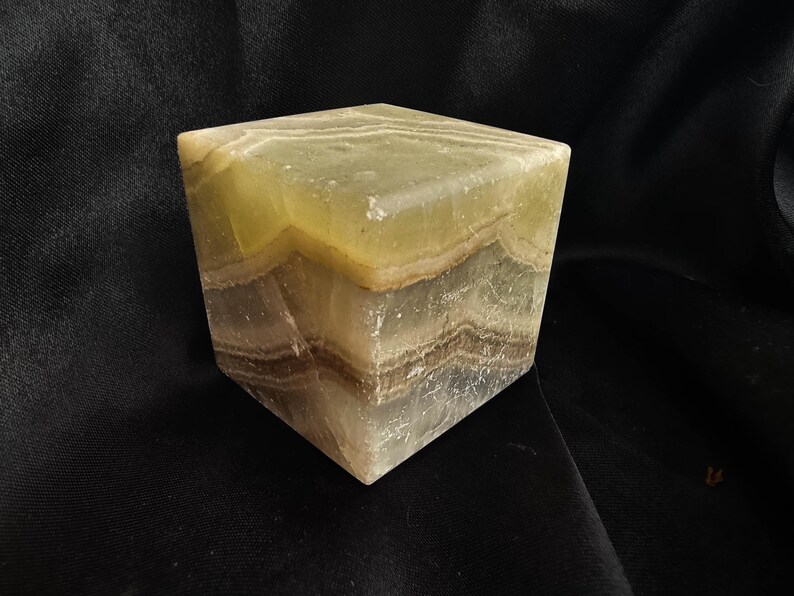 Polished Aragonite Cube: Caramel, Tan & Honey Crystal (50mm, 321g) image 2