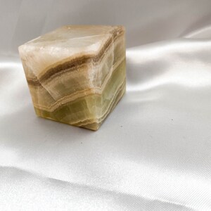Polished Aragonite Cube: Caramel, Tan & Honey Crystal (50mm, 321g) image 1