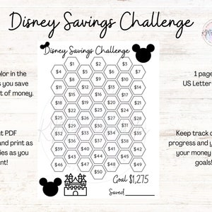 Magical Vacation Savings Challenge, Printable Savings Challenge, Instant Download