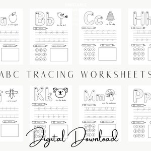 A-Z TRACE-COLOR-DRAW Worksheets-Learn to Write-Preschool Tracing Worksheets-Letter Tracing PreK-Kindergarten-Printable Tracing Worksheets