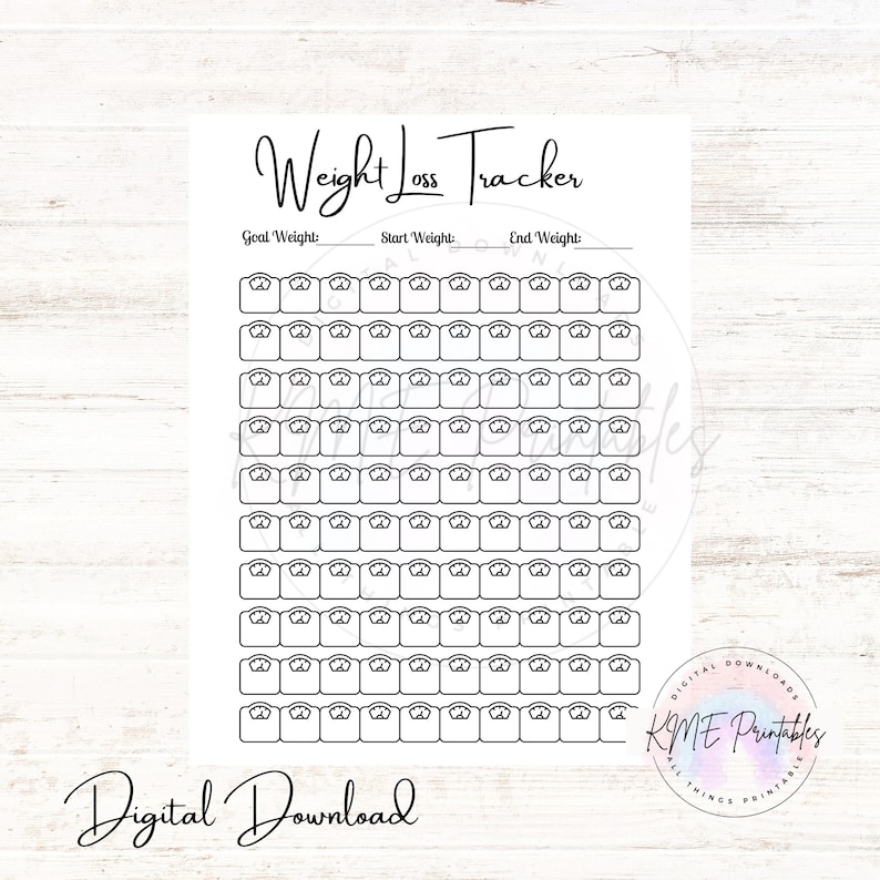 Weight Loss Tracker, Weight Loss Goal Tracker, Printable Weight Loss
