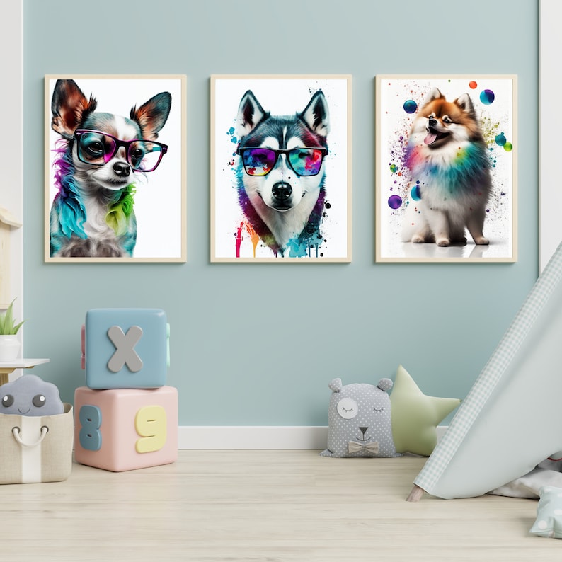 Dog Prints Dog Wall Art Printables Watercolor Dog Breed Set Etsy