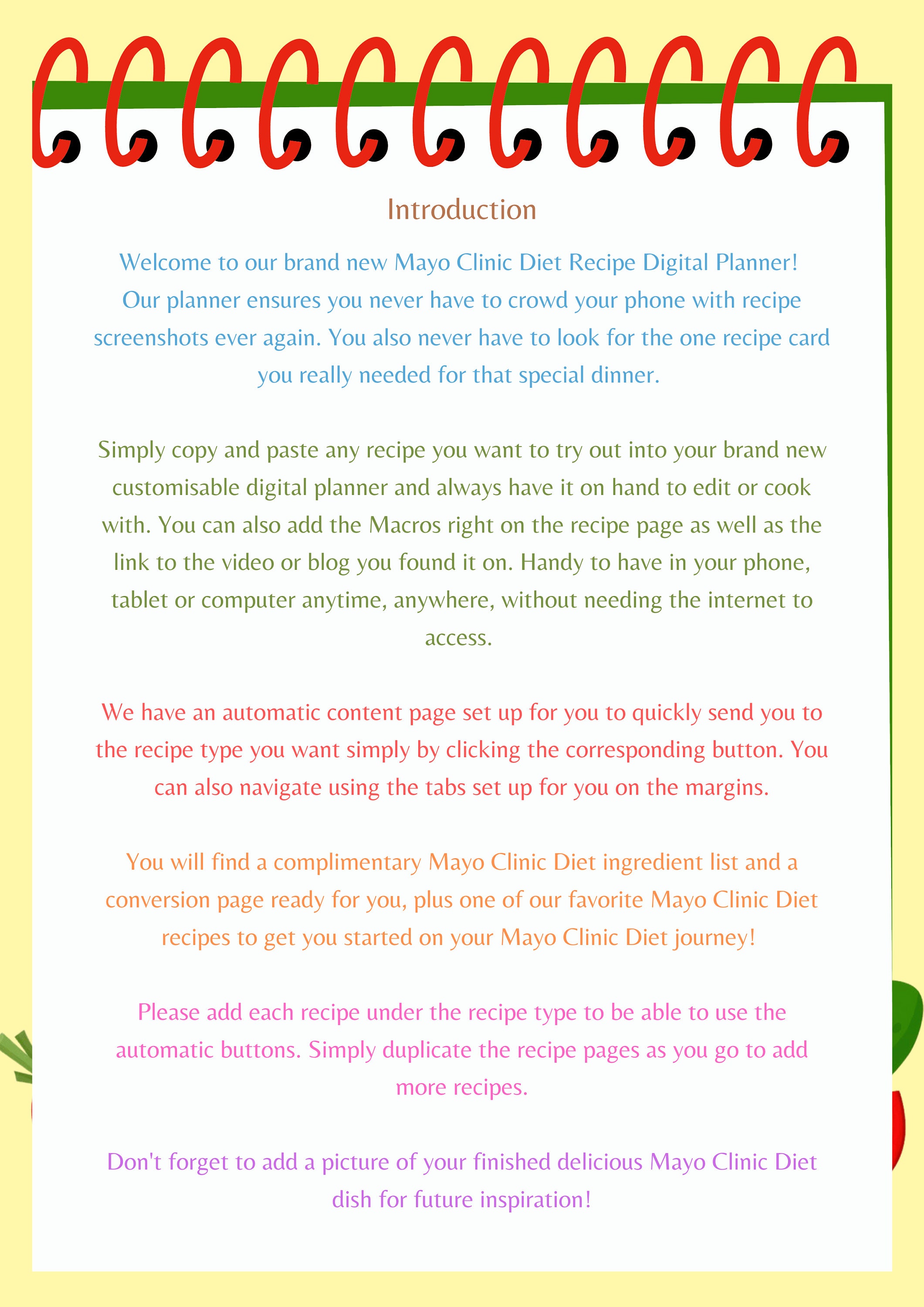 The Mayo Clinic Diet Recipe Digital Planner Goodnotes - Etsy