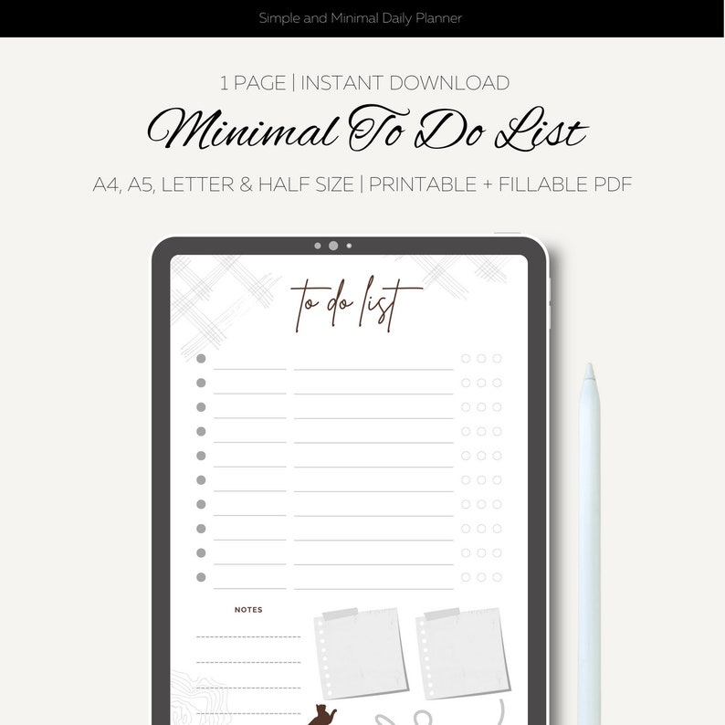 Minimal to Do List Printable, Basic Tasks List Template, Productivity ...