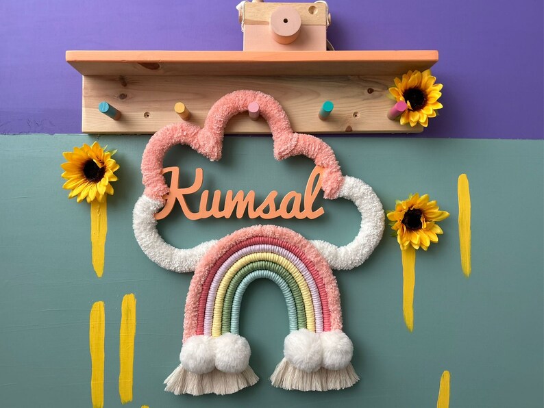 Macrame Rainbow Wall Hanging Baby Shower Gift New Baby Etsy