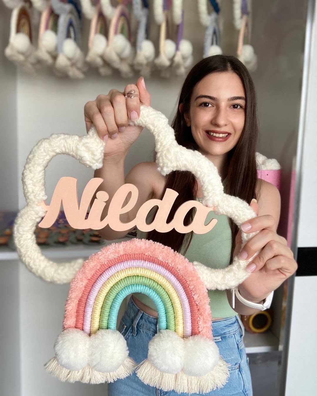 Macrame Rainbow Wall Hanging, Baby Shower Gift, New Baby, Nursery Decor