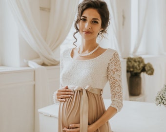 Robe de maternité décontractée « Kis Milla », robe de mariée maternité, robe de maternité en dentelle, robe de photographie de maternité, robe de mariée de maternité