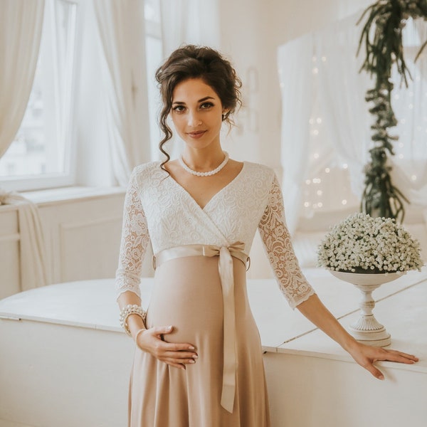 Maternity casual dress "Dalma" maternity wedding dress, maternity lace dress, maternity photography dress, maternity bridal dress