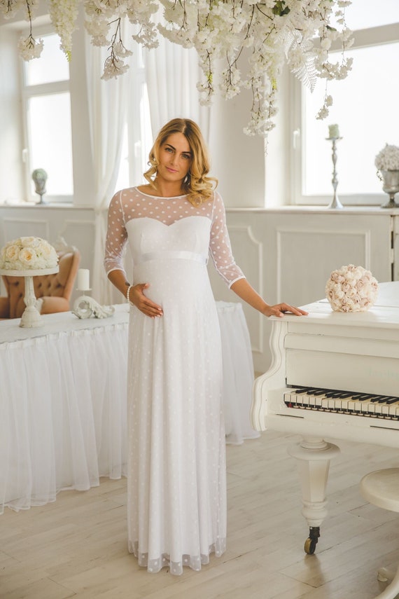 white christmas dresses CLARISSA Maternity Wedding Dress main image 0