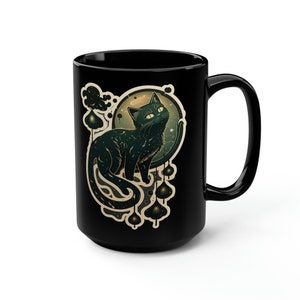 Original | Black Witchy Cat Black Mug, 15oz