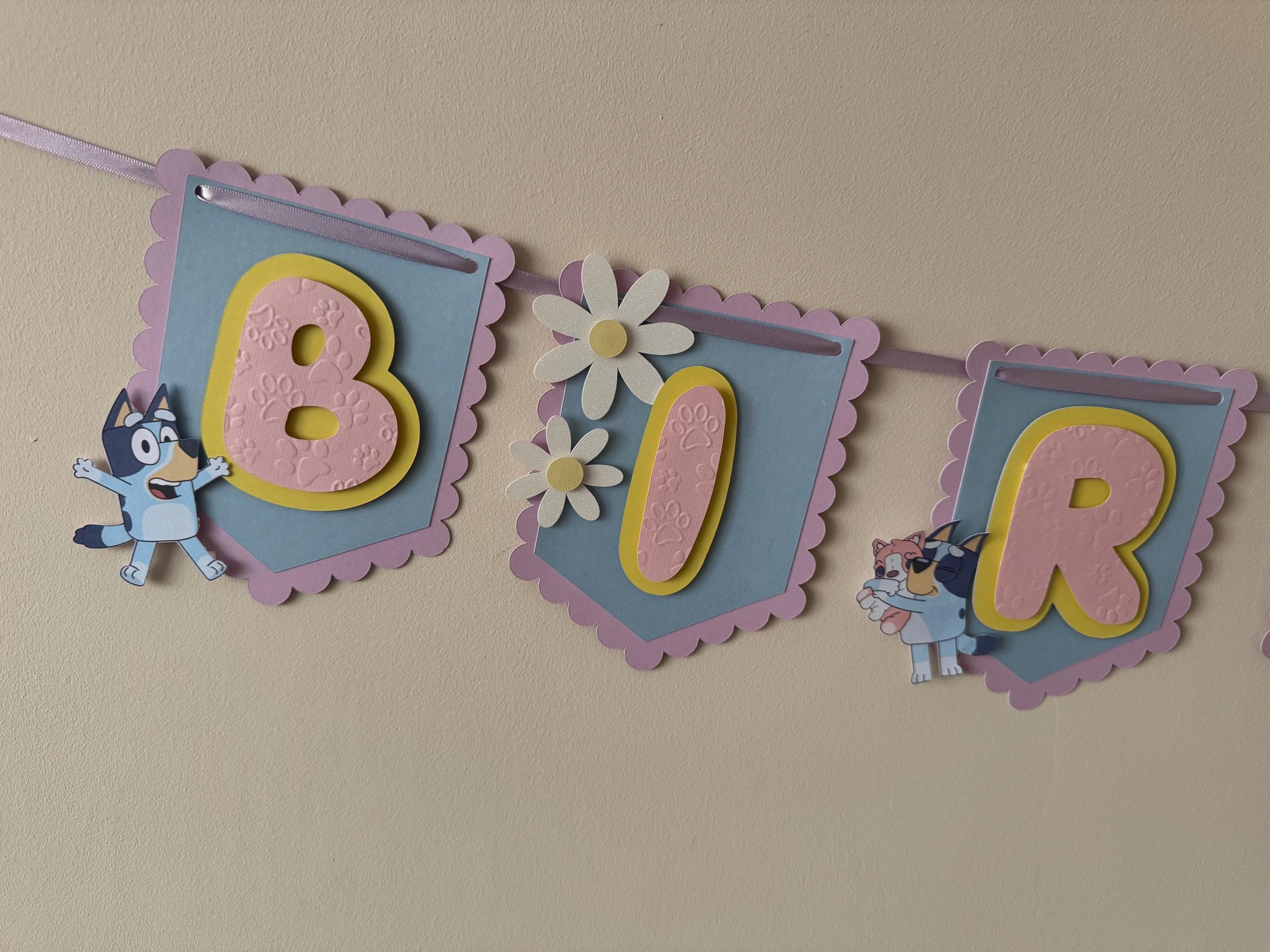 Pastel Bluey Glitter Daisy Banner
