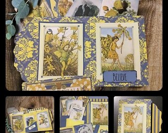 Yellow Fairy Folio and Junk Journal Set Printable Yellow Fairies Vintage daffodil fairy junk journal vintage fairy set fairies print