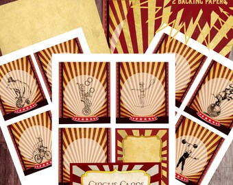 Zirkus Journal Karten Printable Zirkus Junk Journaling Karten Vintage Zirkus Löwe Bär Löwenbändiger Alte Zirkuskarten Ephemera Karneval