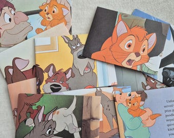 Oliver and Company Envelopes Disney upcycled, FREE SHIPPING. 5"  envelopes made from a vintage book 1990s oliver and co book, disney paper,