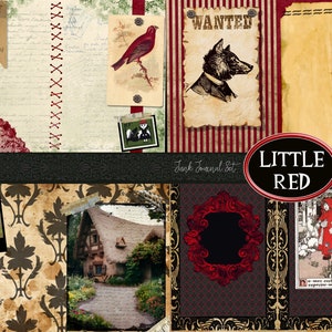 HUGE Little Red Riding Hood Junk Journal Kit Printable Little Red Big Bad Wolf  Junk Journal Red Riding Hood Fairytale Printable Wolf