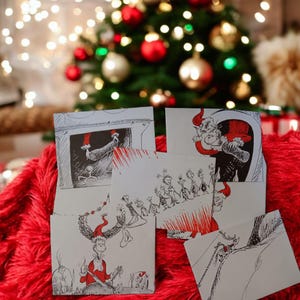 Upcycled Grinch Umschläge | Handmade Recycled Urlaub Bastelbedarf | Vintage Buchkunst, Weihnachten Upcycled, Dr. Seuss Upcycled, Grinch Papier