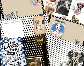 Dalmatian Journal Kit – Printable Dog Scrapbook with Vintage Ephemera (10+ Pages) Dog Memory Book Pages ,Vintage Dog Ephemera Dog Lover Gift