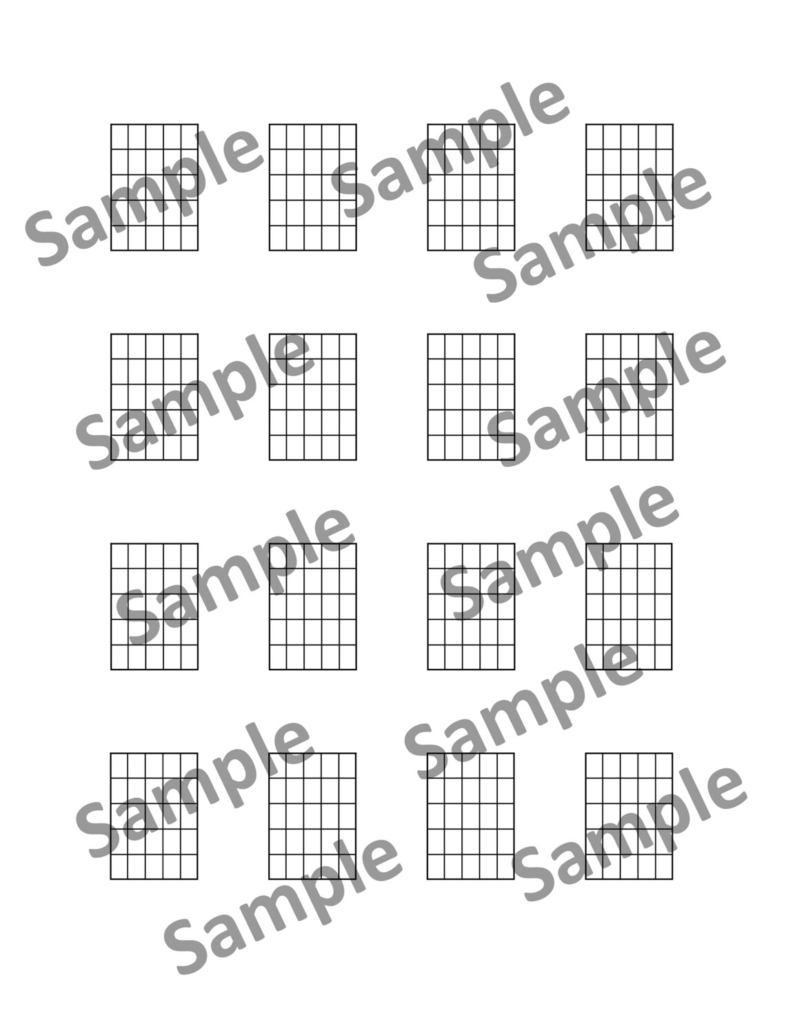 Guide Button Chord Layout Printable Set of Blank Guitar Chord Chart Boxes PDF - 5 Layouts and ...