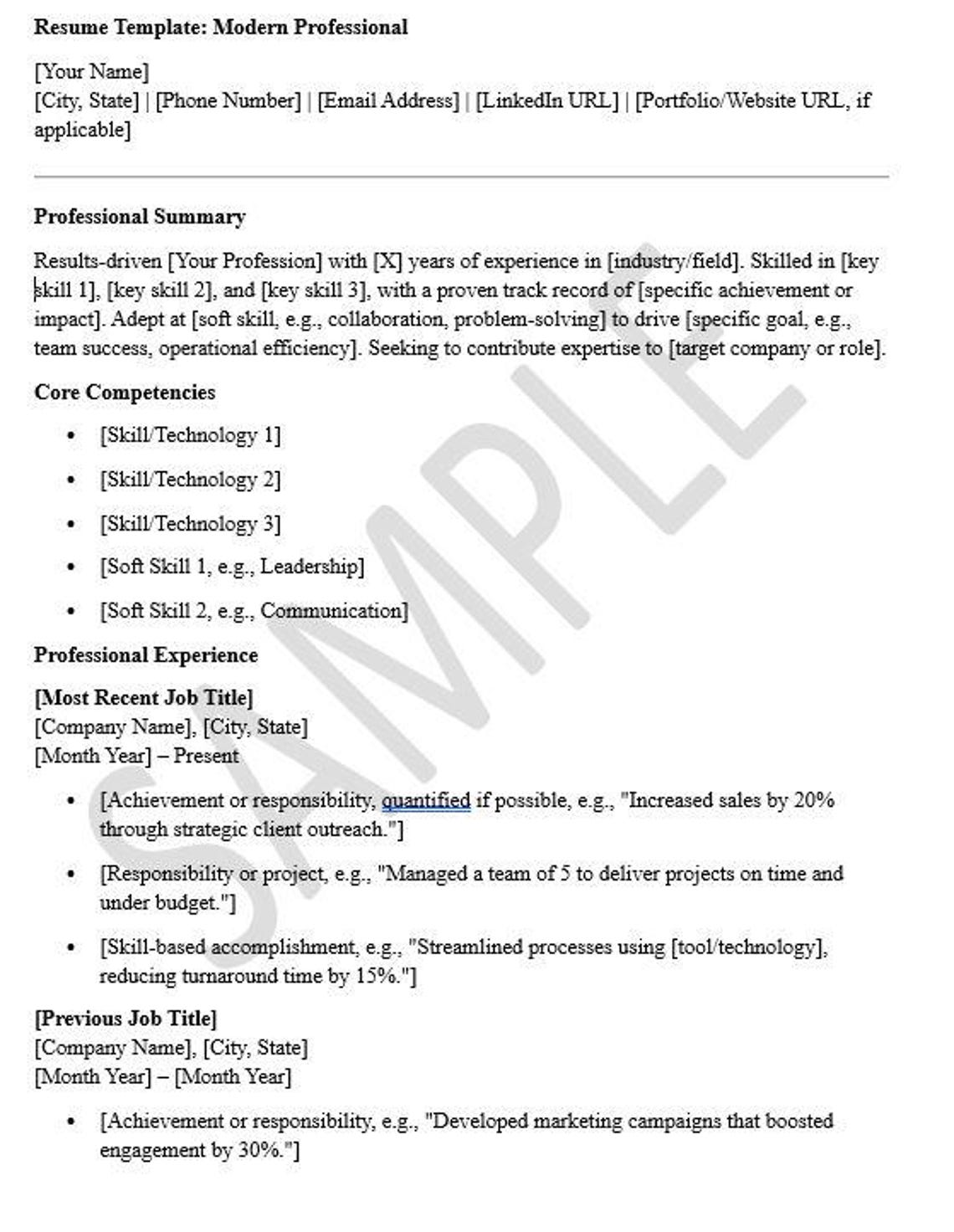 Ats-friendly CV Resume Template for Professionals - Etsy
