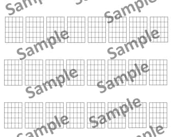Afdrukbare 8 x 5 blanco gitaarakkoorddiagramvakken - 8 grafieken over x 5 rijen naar beneden