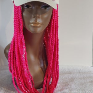 Pink Braided Wig Band and Hat