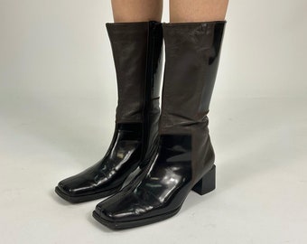 Dark Brown Mid Calf Polished Preloved Boots