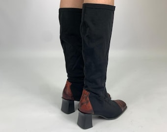 Botas tipo calcetín Y2K con tacón negro