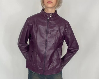 Y2K Deep Purple Kunstleder Preloved Jacke