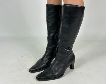 Pikolinos echtes Leder schwarze kniehohe Y2K Preloved Stiefel