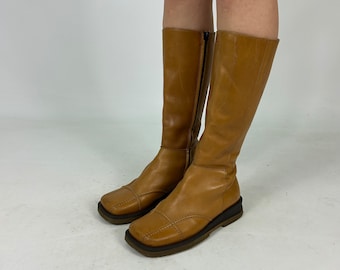 Wonderful Mustard Yellow Y2K Genuine Leather Preloved Boots