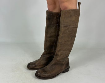 Brown Knee High Genuine Leather Y2K Preloved Boots
