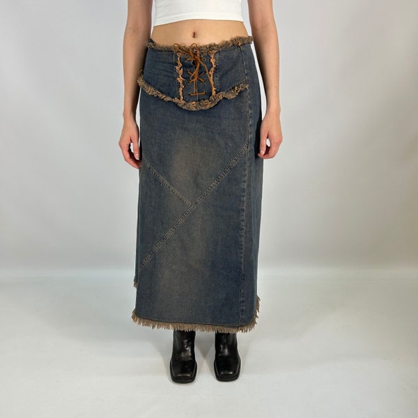 Amazing Maxi Denim Skirt with Frills