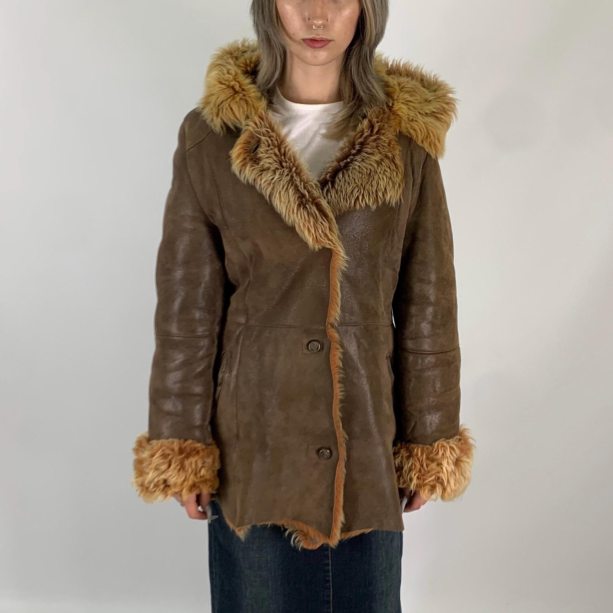 rare FUGA coated fur jacket 平成 y2k Apocket】y2k style fiqe fur design jacket outerwear AK0014
