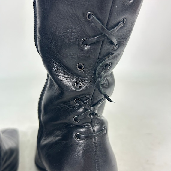 訳あり超特価の通販 Genuine Black Leather 2000s Vintage - Boots Y2K Calf Mid 靴