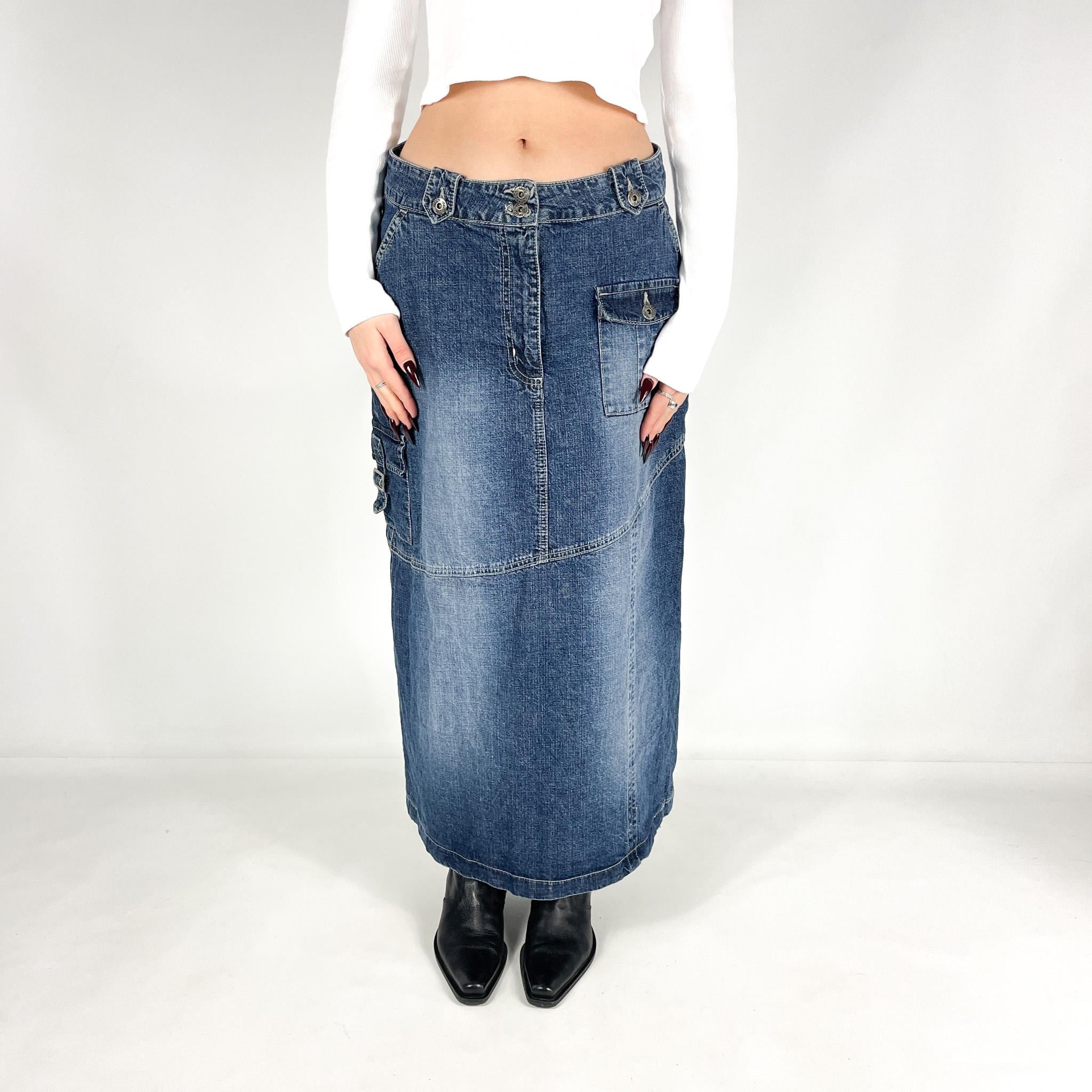 Denim Maxi Skirt Dark Wash - Etsy