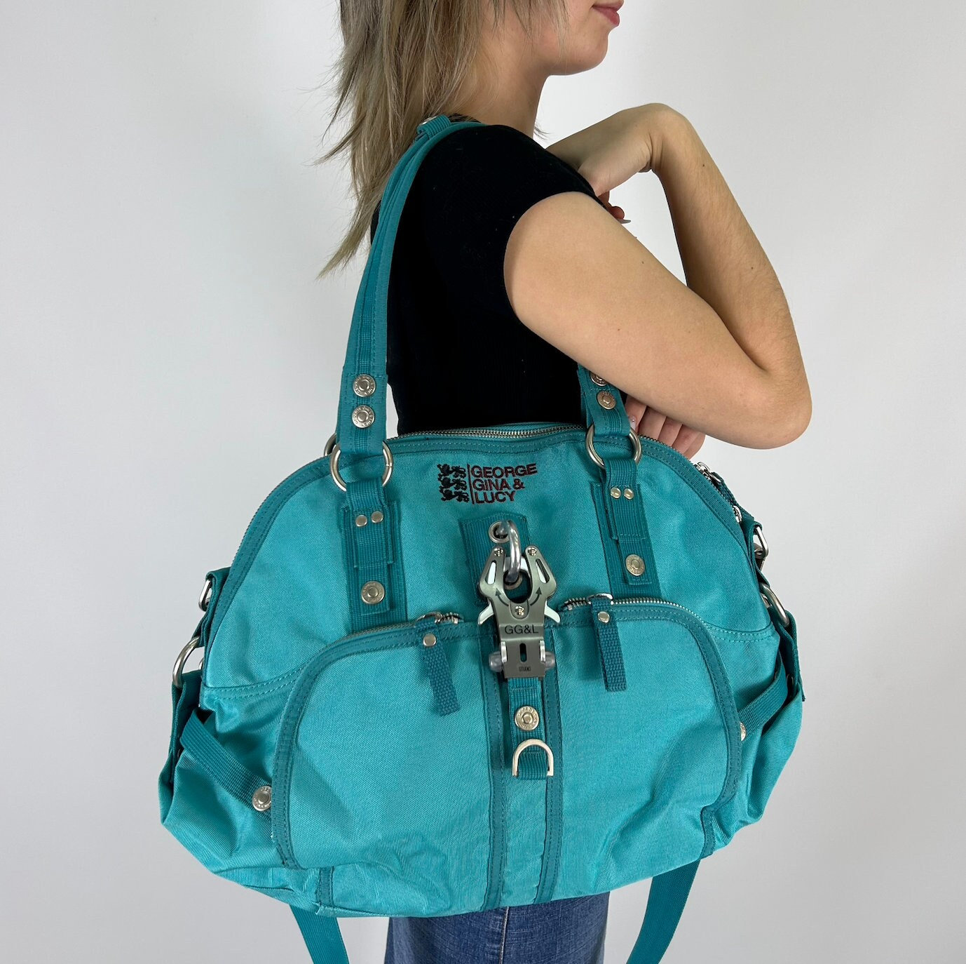 George Gina Lucy GGL Big Y2K Turquoise Blue Preloved