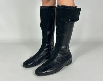 Black Knee High Biker Moto Y2K Preloved Boots