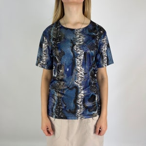 Y2K Abstract Snake Animal Print Rave Blouse T-Shirt Top