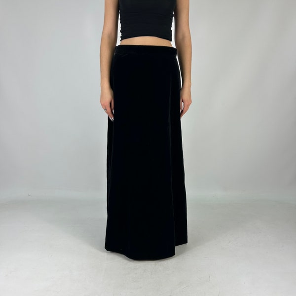 Schwarzer Maxi Goth Velour Y2K Preloved Rock