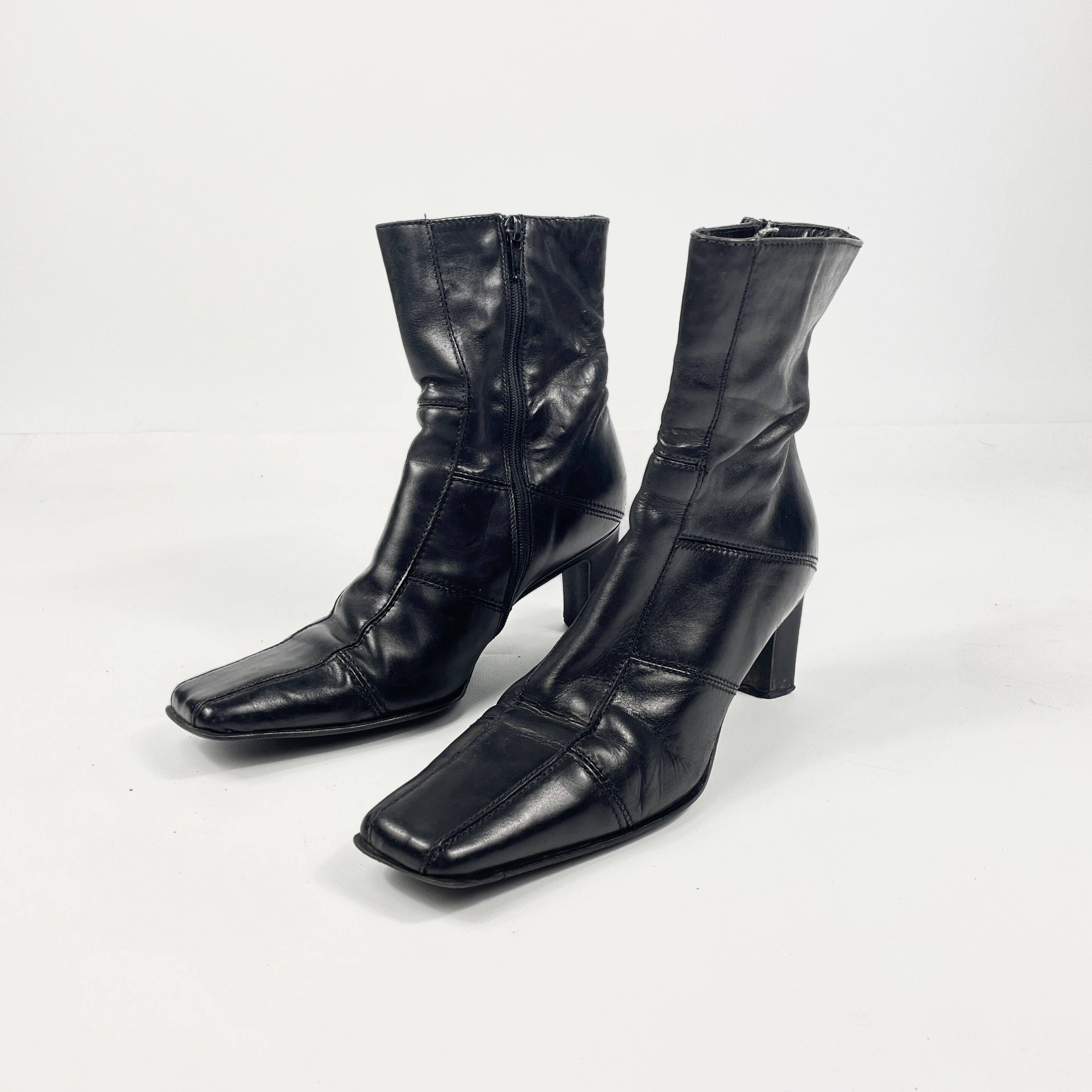 enamel square short boots（black,37） enamel square short boots（black,37）