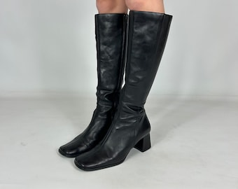 Black Knee High Genuine Leather Preloved Boots