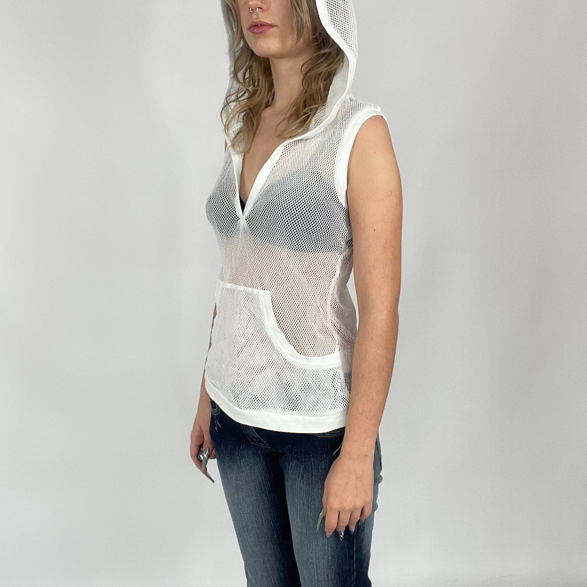 Y2K White Fishnet Hoodie Rave Preloved Top - Etsy Y2K White Fishnet Hoodie Rave Preloved Top - Etsy